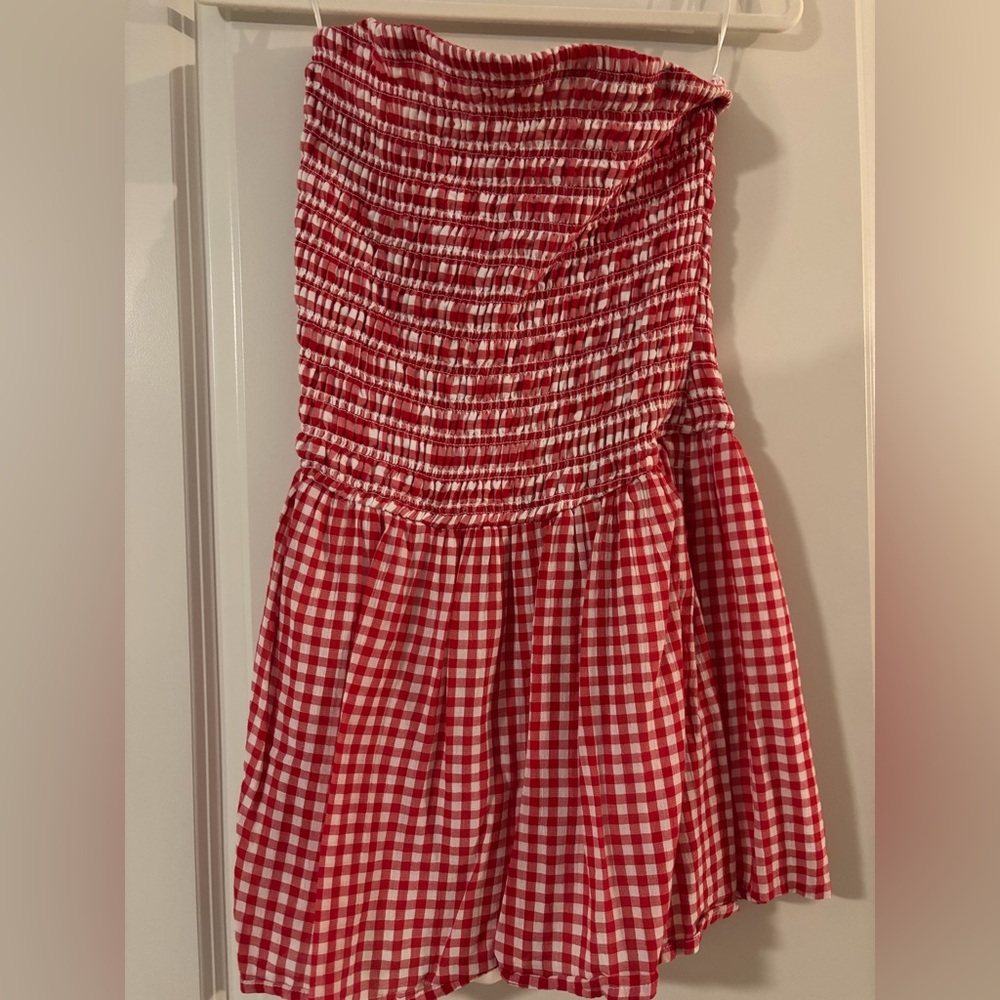 Hollister red strapless romper